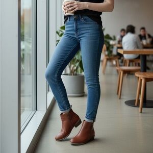 Elegant Tan Leather Ankle Booties